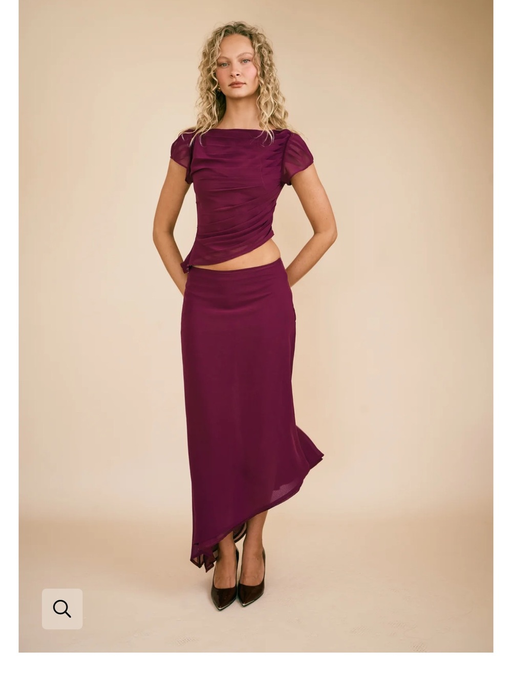 Koster kulture Women's Asymmetric Midi Skirt and top Deep Plum xs